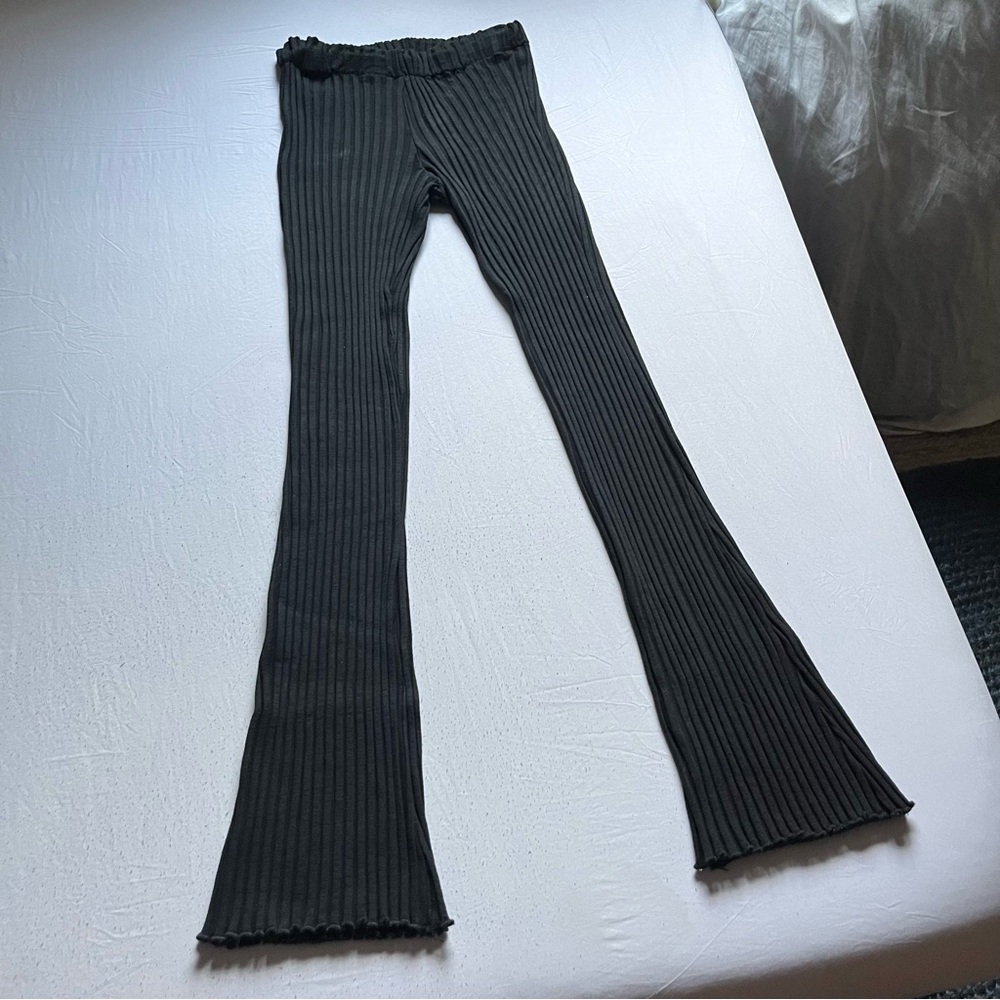 SIMON MILLER black chunky rib knit‎ flare boot cut pants